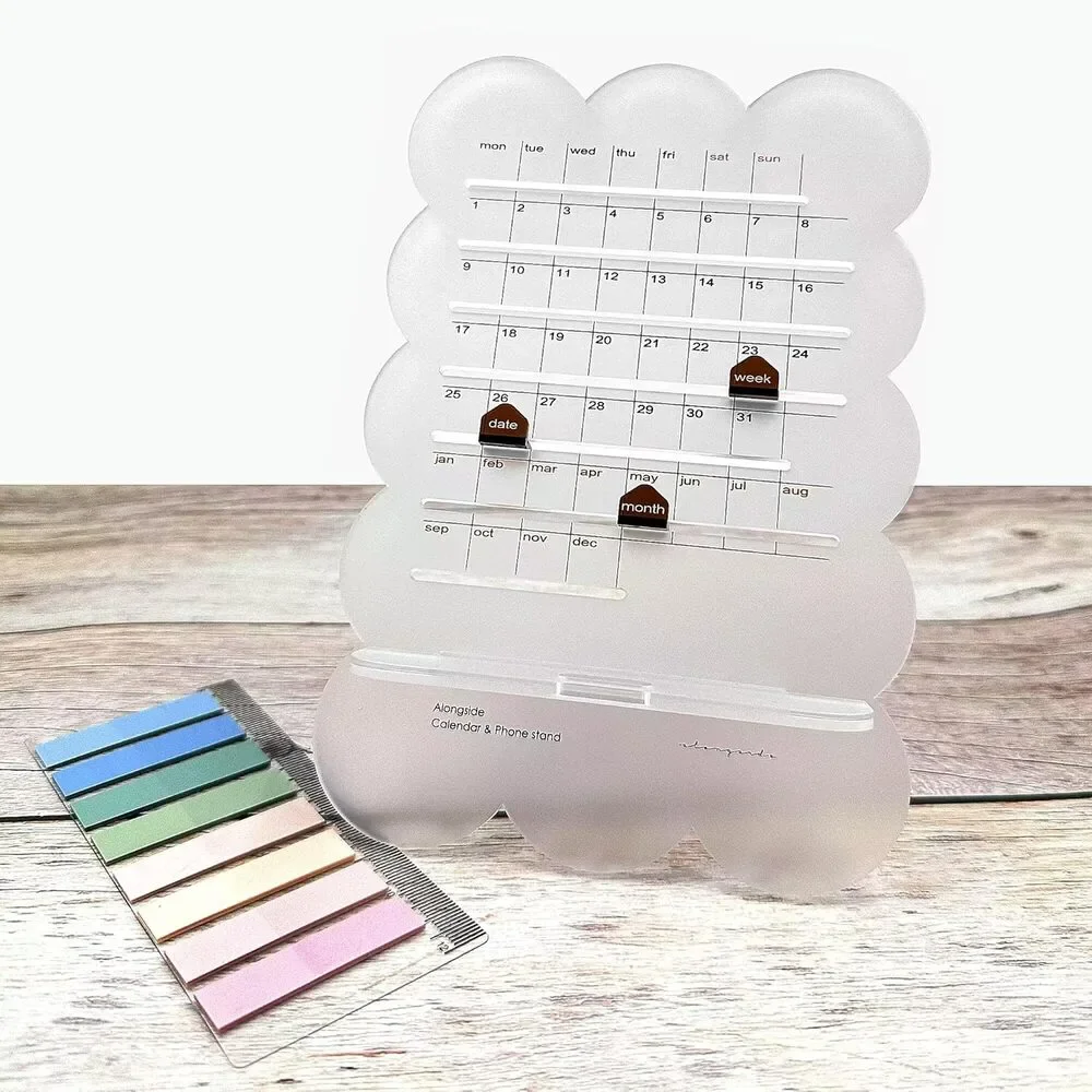 Practical Retro Perpetual Planner Desk Calendar Reminders Acrylic Phone holder